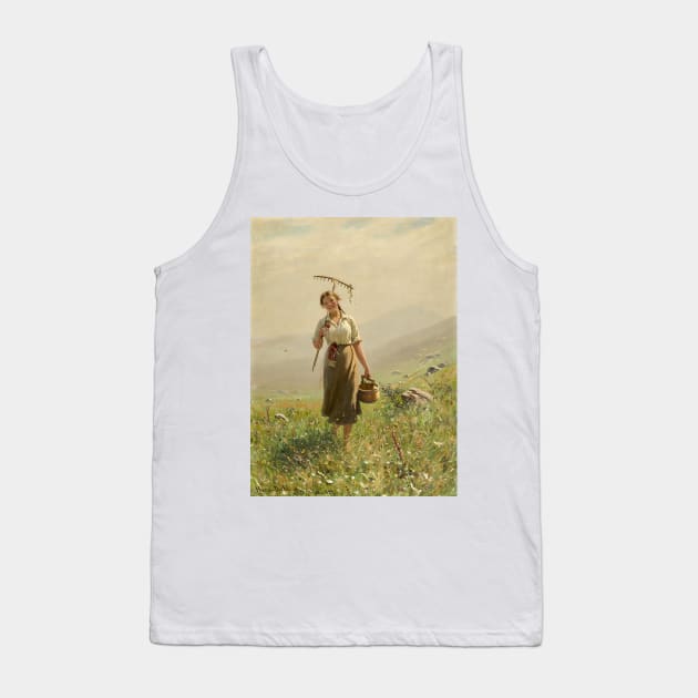 A Young Woman in the Meadow by Hans Dahl Tank Top by Classic Art Stall